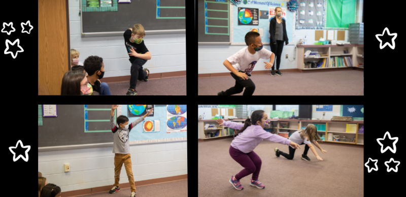 Artist in Residence, Jane Franklin Dance, working with 3rd grade students